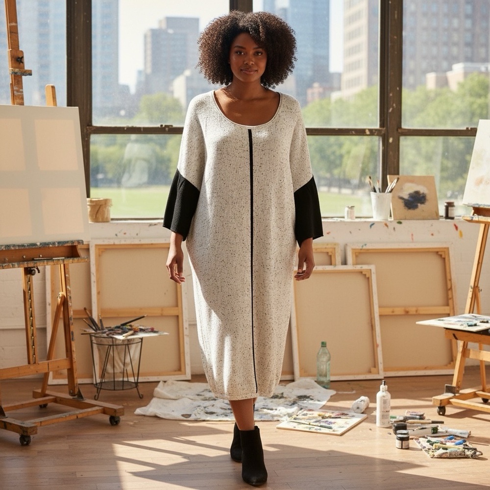 🌻  Mismash Barcelona Long-Sleeve Knit Shift Dress #507